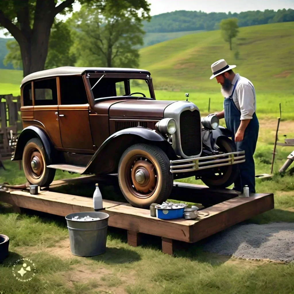 Amish-oil-Change-Traditional-Vehicle-Car/